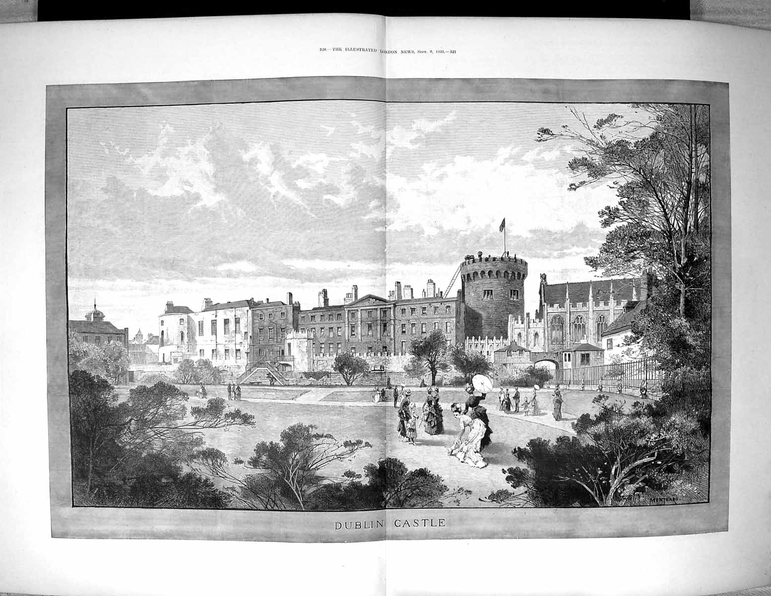 Old 1893 Exterior Dublin Castle Ireland Architecture Montbard Fine Ar 19th