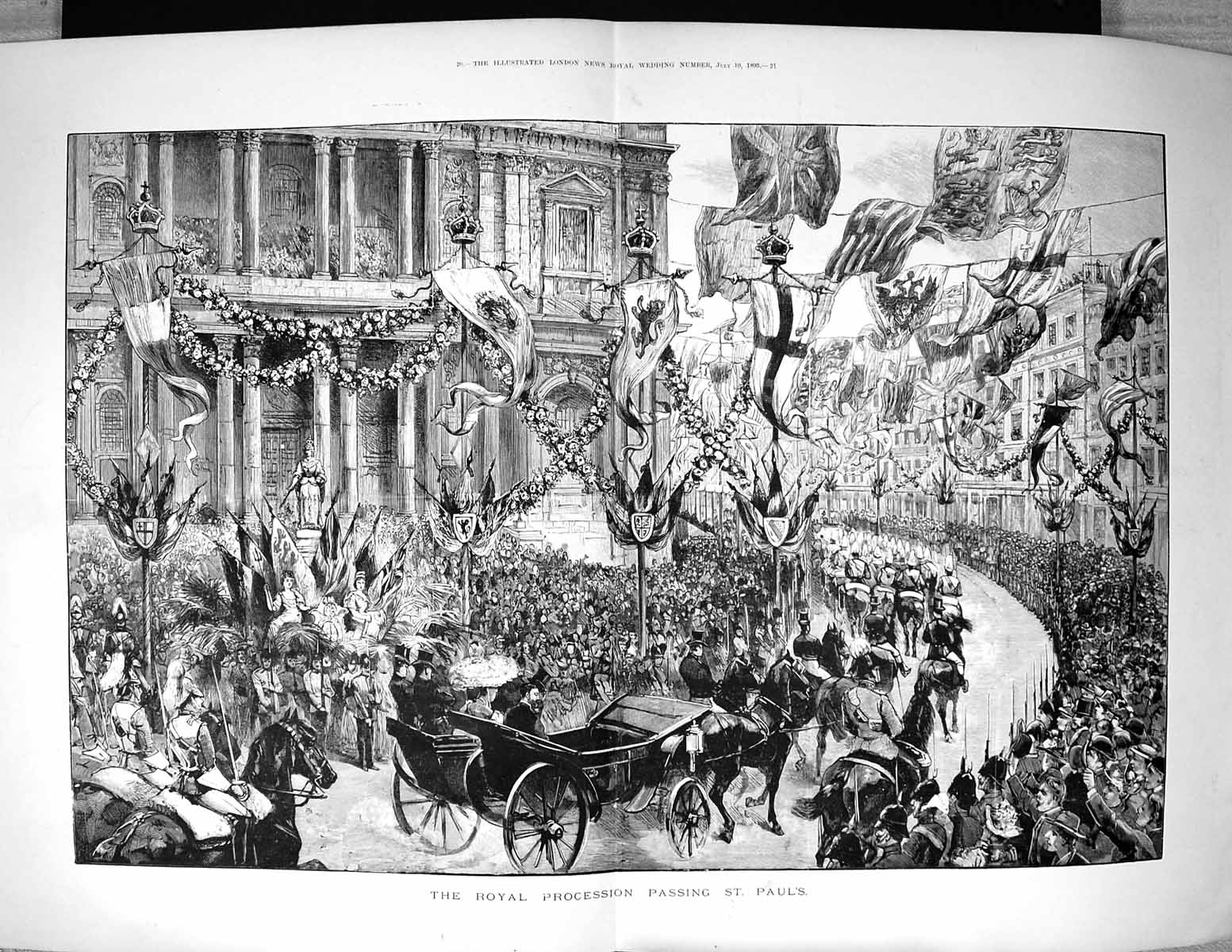Old 1893 Royal Procession St. Paul'S Cathedral London Horses Carriage 19th