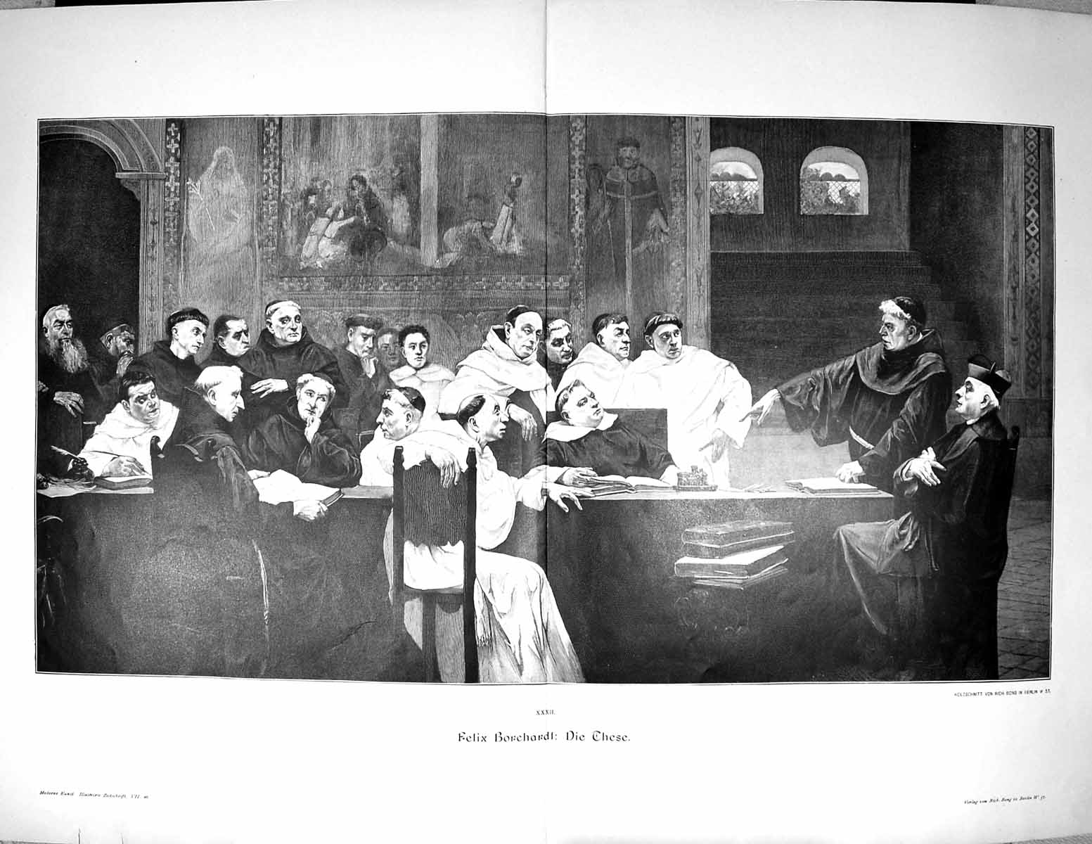 Old Antique Print Monks Men Meeting Felix Borchardt Die Chese Fine Art