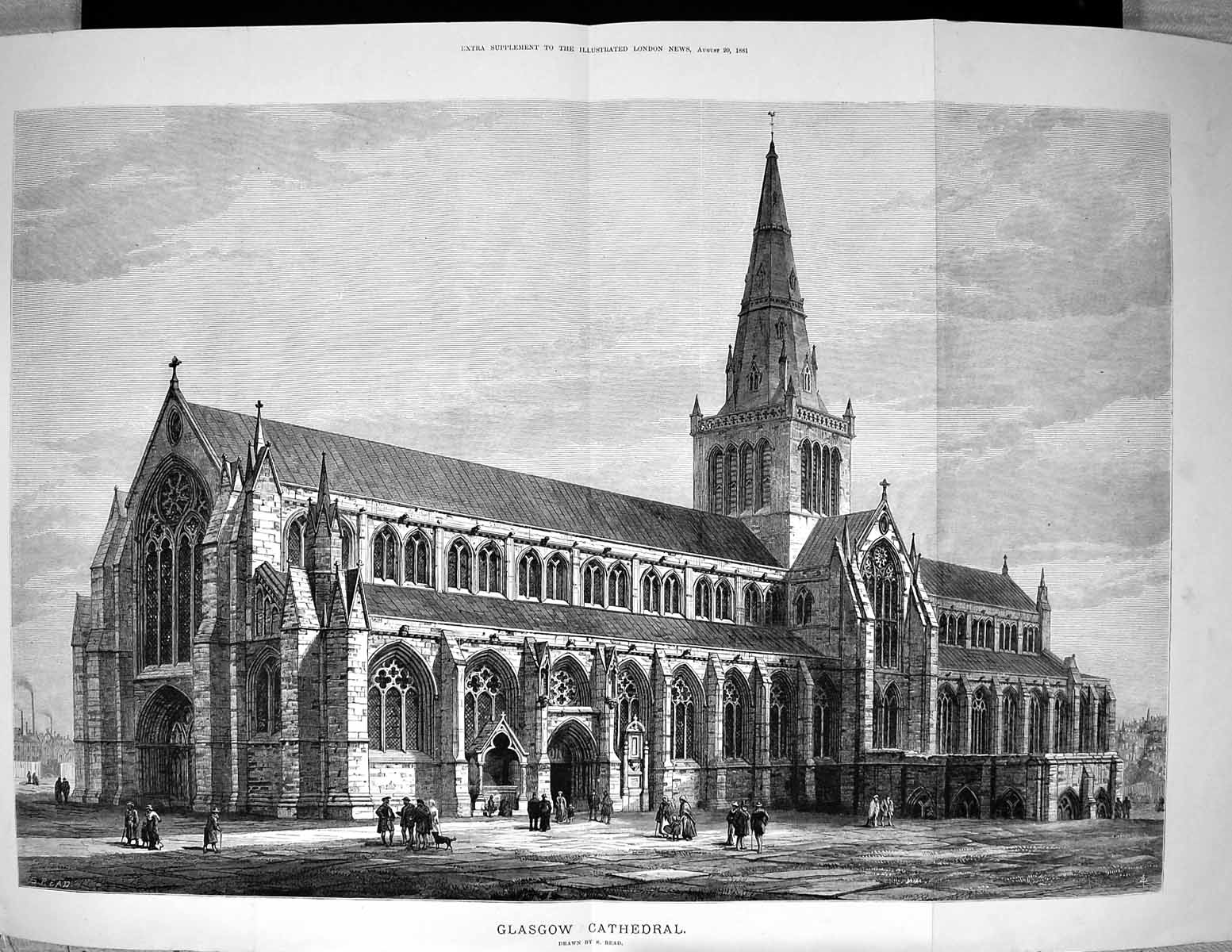 Old 1881 Exterior Glasgow Cathedral Scotland Architecture Read Fine A 19th