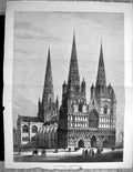 Old *6110 1880 Exterior Lichfield Cathedral England Architecture Read