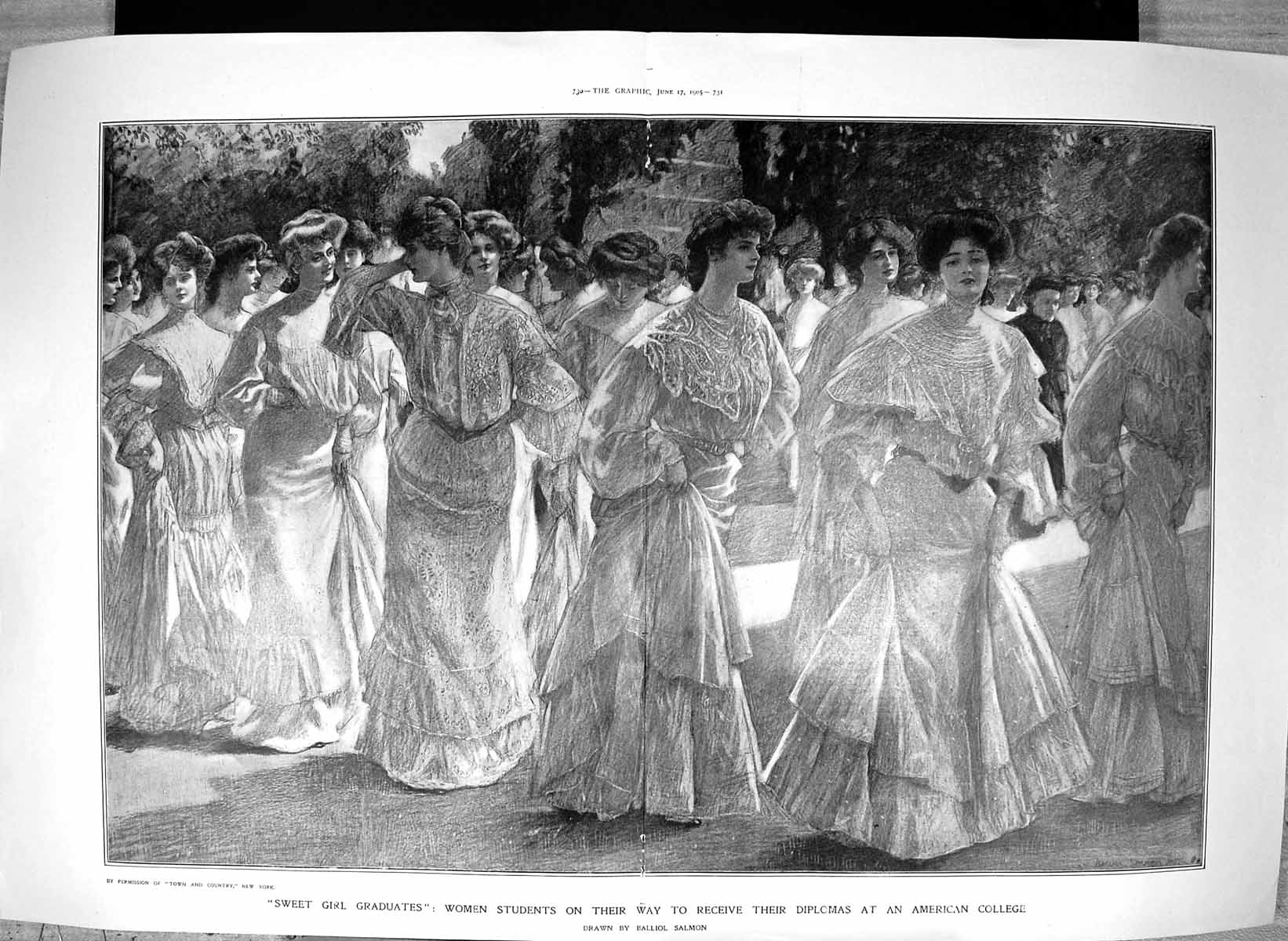 Old 1905 Sweet Girl Graduates Women Students Diplomas American Colleg 20th
