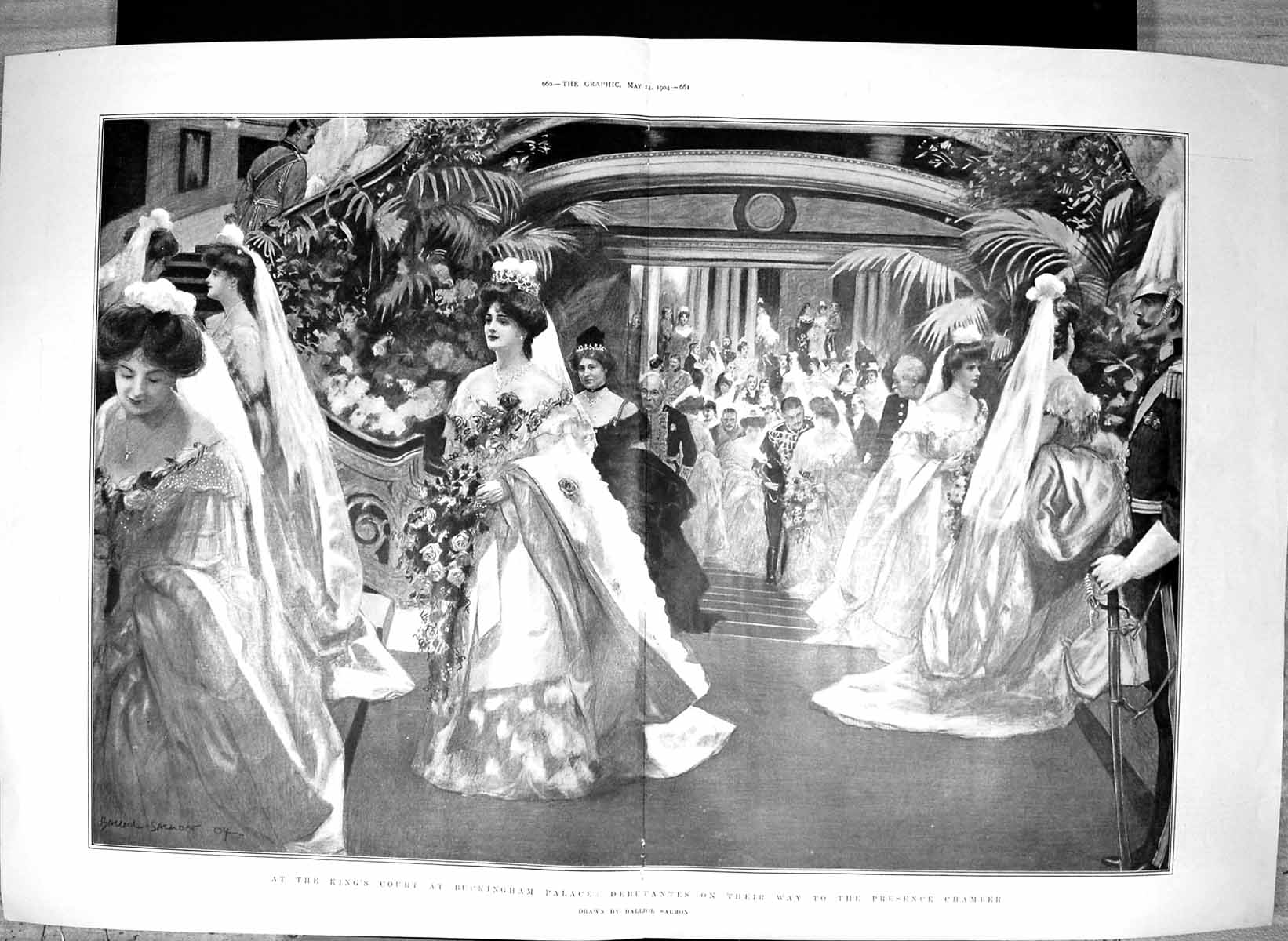 Old 1904 King'S Court Buckingham Palace Debutantes Pressence Chamber 20th