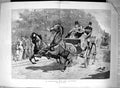 Old Antique Print 1881 Struggle Mastery Horses Coach Charlton Fine Art 19th