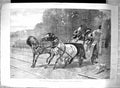 Old Antique Print 1889 Horses Carriage Startled Railway Level Crossing 19th