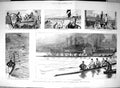 Original Old Antique Print 1884 Oxford Cambridge Boat Race Sport Putney Bridge