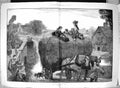 Antique Print Damaged 1881 Last Load Hay Agriculture Cart Farmyard Horses 19th