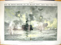 Antique Old Print 1915 British Monitors Ship Belgian Coast Nieuport Westende