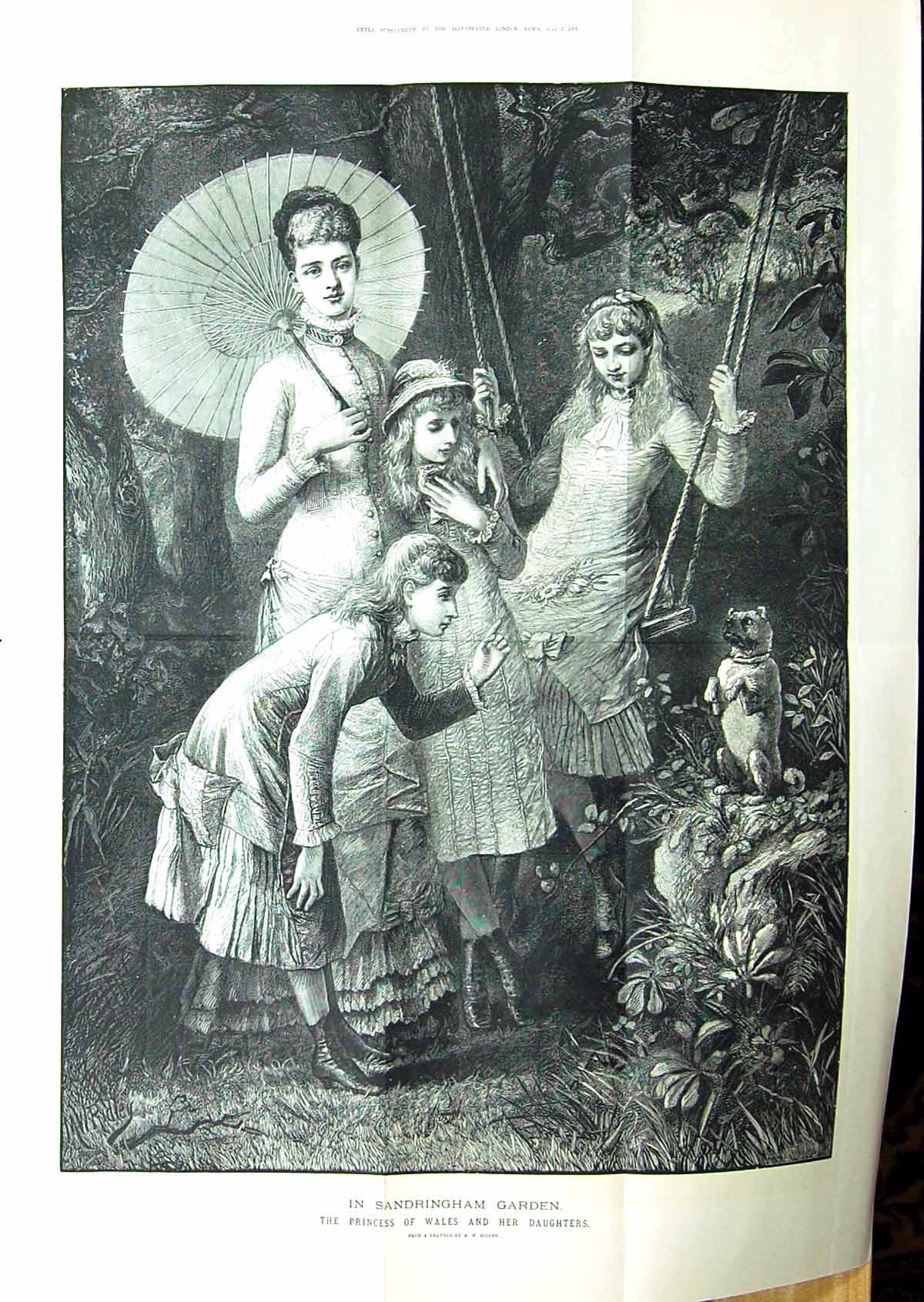 Old Large Rare 1881 Princess Wales Daughters Sandringham Gardens Roya Victorian
