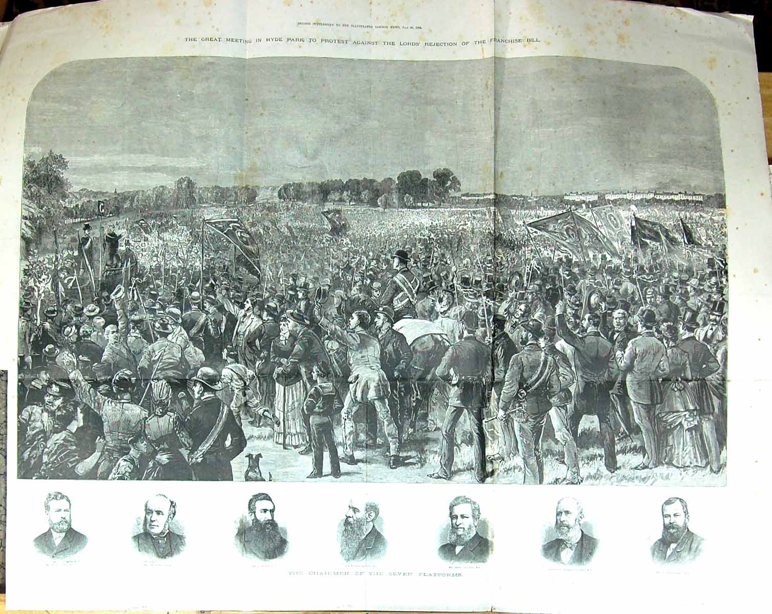 Old Large Rare 1884 Hyde Park Franchise Bill Collings Rogers Lawson C Victorian
