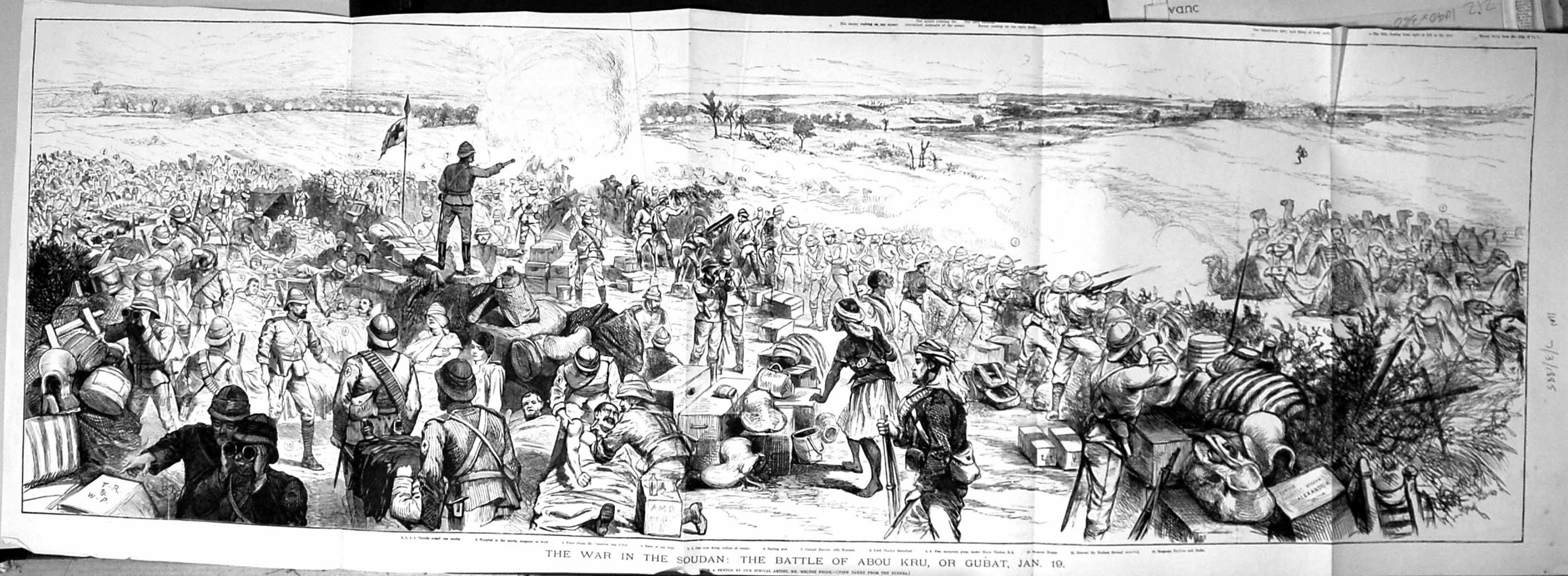 Old Large Rare 1885 War Soudan Battle Abou Kru Norton Stewart Barrow Victorian