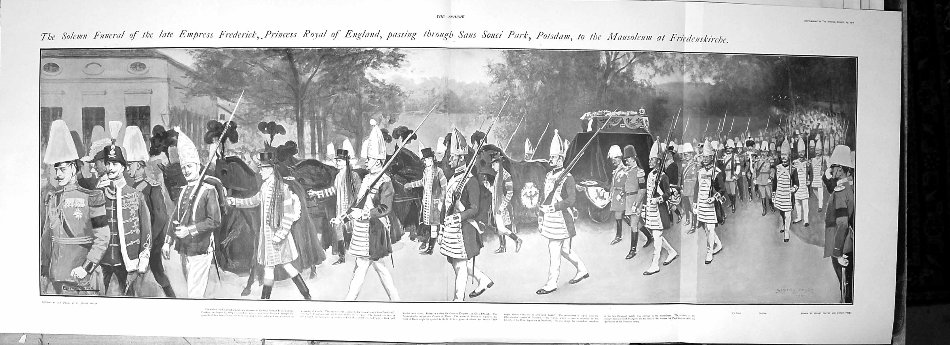 Old Large Rare 1901 Empress Frederick England Potsdam Souci Park Fune Victorian
