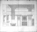 Original Old Antique Print Large Rare Architecture Designs Decorating Flowers