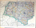 Original Old Antique Print Large Rare Colour Map France Channel Islands Paris