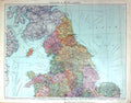 Antique Print Large Rare Map England Wales Isle Man Carlisle Liverpool Hull