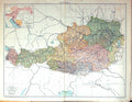 Antique Print Large Rare Damaged Map Austria Salzburg Gratz Vienna Odenburg
