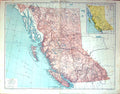 Old Large Rare Map British Columbia Queen Charlotte Island Vancouver