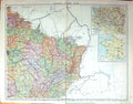 Antique Old Print Large Rare Map North East France Troyes Mulhouse Strasbourg