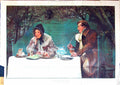 Original Old Antique Print Large Rare 1897 Story Man Lady Tea-Time Romance 19th