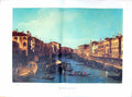 Antique Old Print Large Rare Colour View Grand Canal Boats Italy Architecture