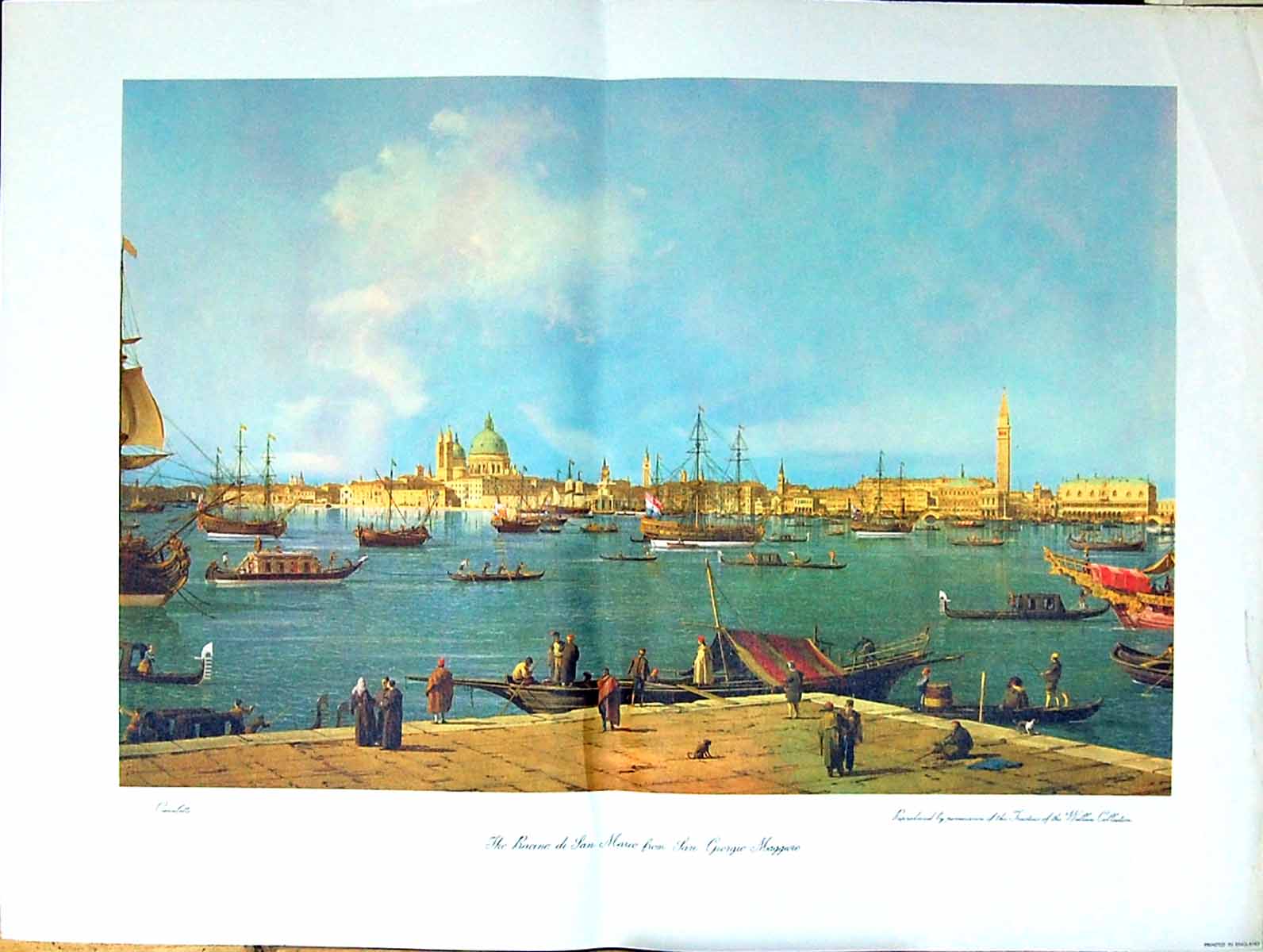 Old Print Large C1735-1744 Bacino Di San Marco San Giorgio Maggiore Italy