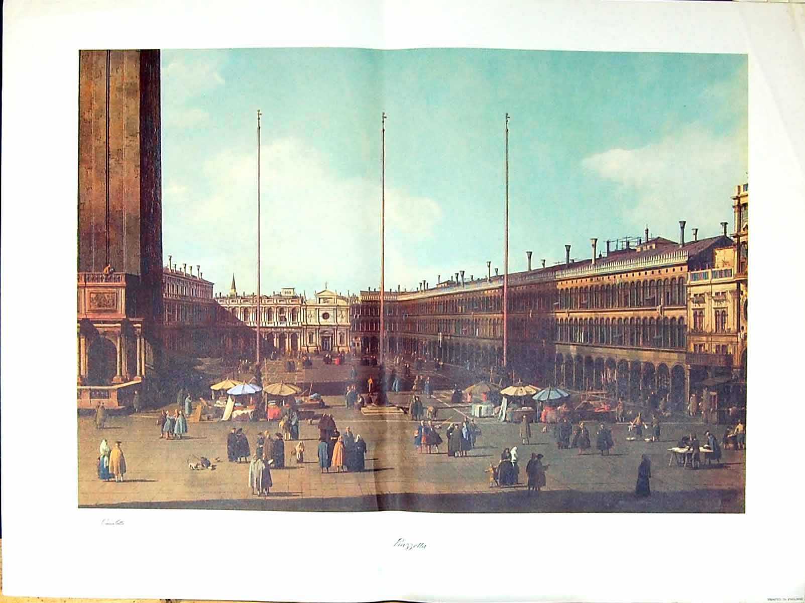 Old Print Large Copy Painting Piazza San Marco Geminiano Piazzettta 1735