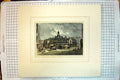 Old Antique Print Colour Street Scene Horses Coach Buildings Architecture