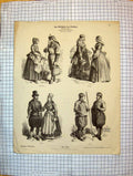 Original Old Antique Print German Fashion Costumes Ladies Men Marten Friesland