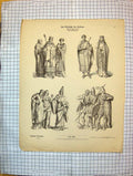 Original Old Antique Print War Uniforms Ladies Dresses German Fashion Costumes