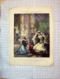 Old Antique Print Colour Religion Captive Hebrew Maid Waited Naaman Wife
