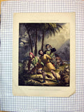 Original Old Antique Print Colour Religion Christ Announced Jewish Shepherds