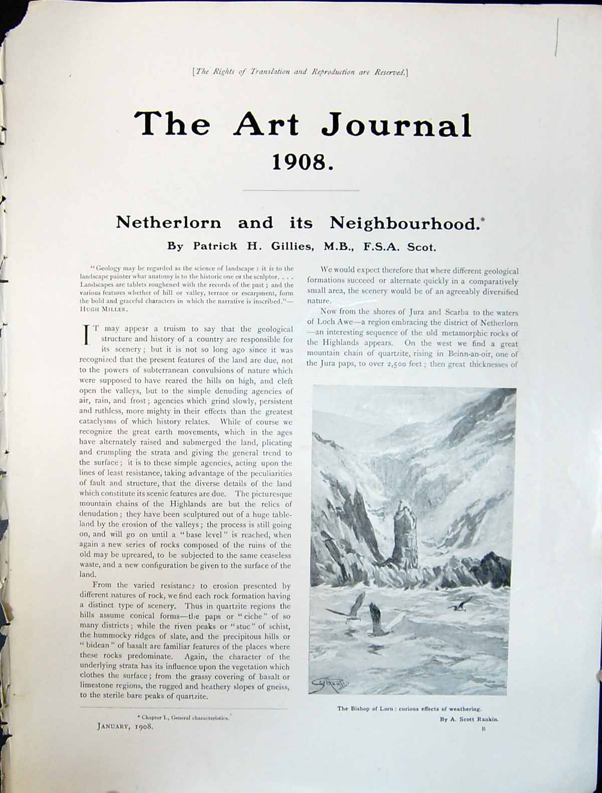 Old Art Journal 1908 Bishop Lorn Birds Rankin Toad Basaltic Escarpmen 20th
