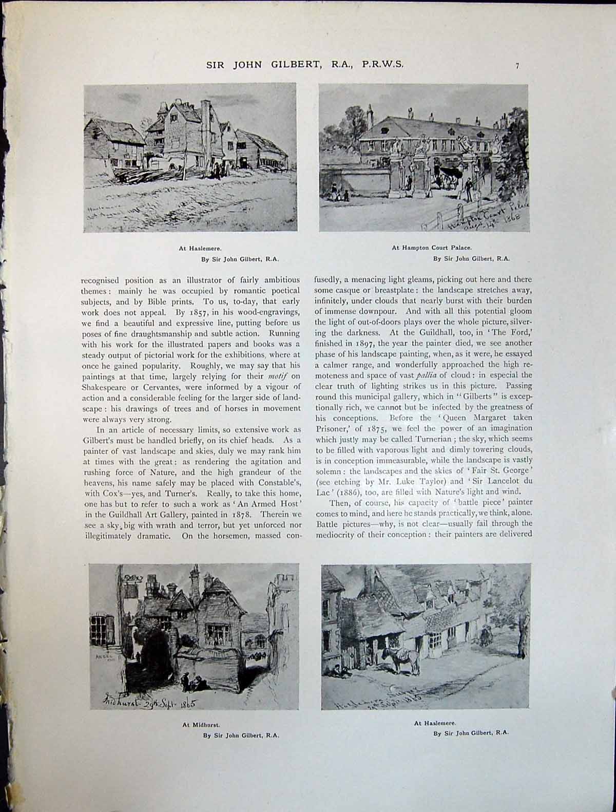 Old Art Journal 1908 Haslemere Hampton Court Palace Midhurst Gilbert 20th