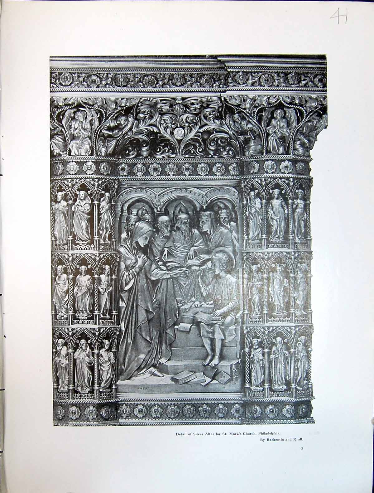 Old Art Journal 1908 Detail Silver Altar St. Mark'S Church Philadelph 20th