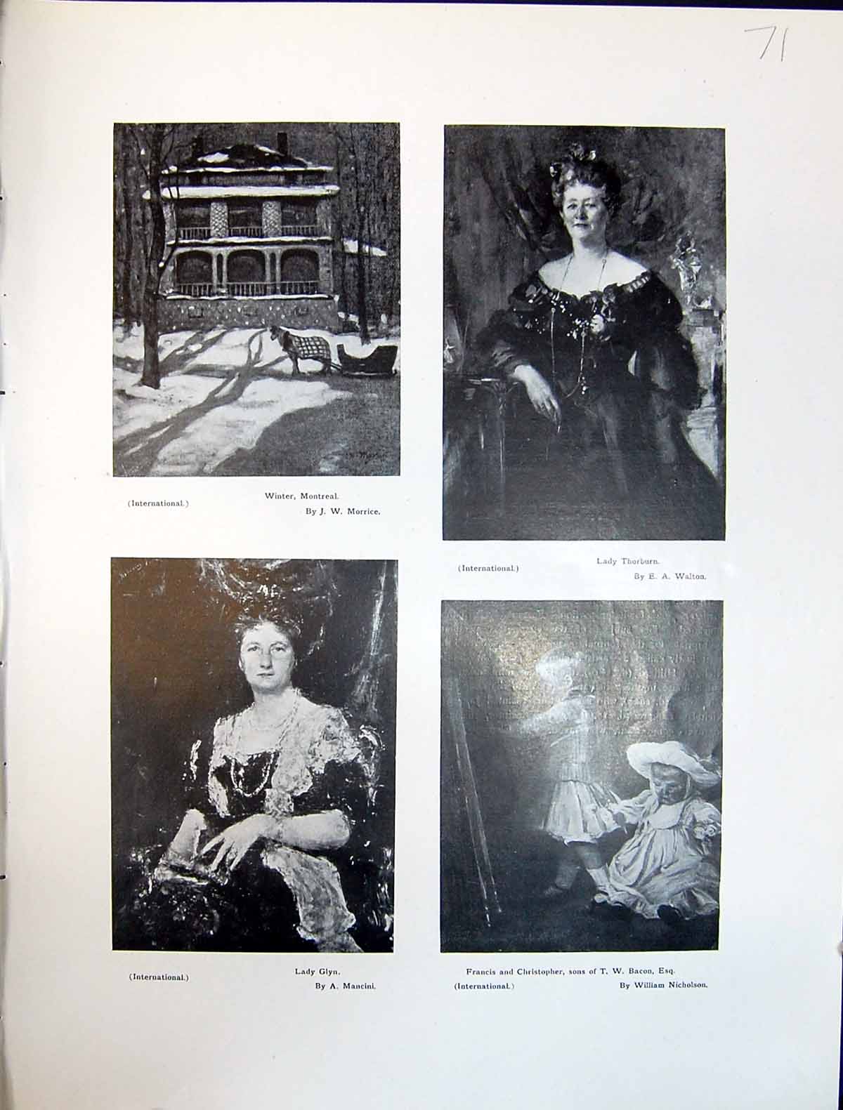 Old Art Journal 1908 Montreal Winter Lady Thorburn Francis Christophe 20th