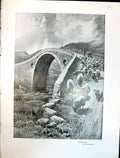 Old Art Journal 1908 Clachan Bridge River Sheep Shepherd Scott Rankin 20th
