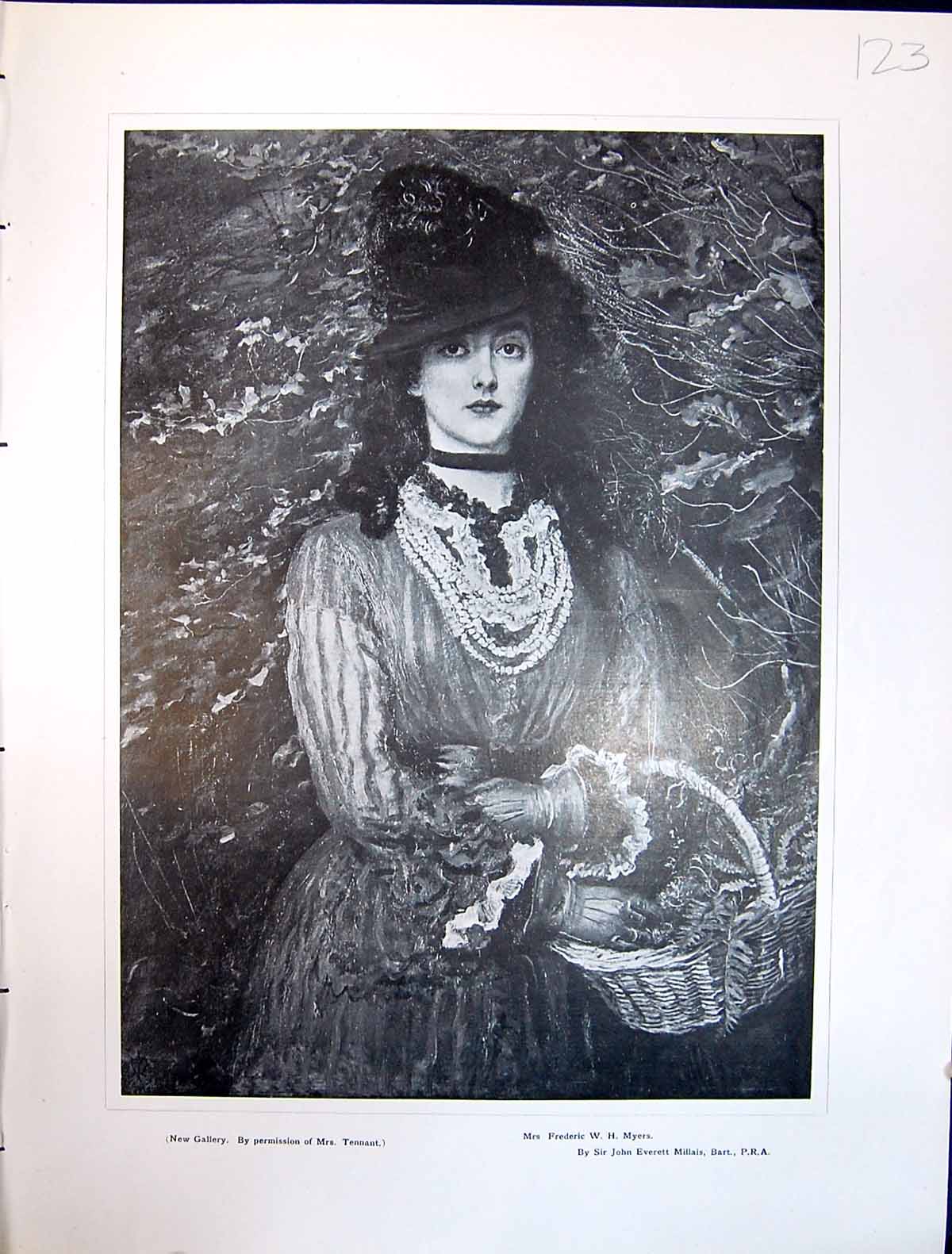 Old Art Journal 1908 Portrait Beautiful Woman Mrs Frederic Myers Mill 20th