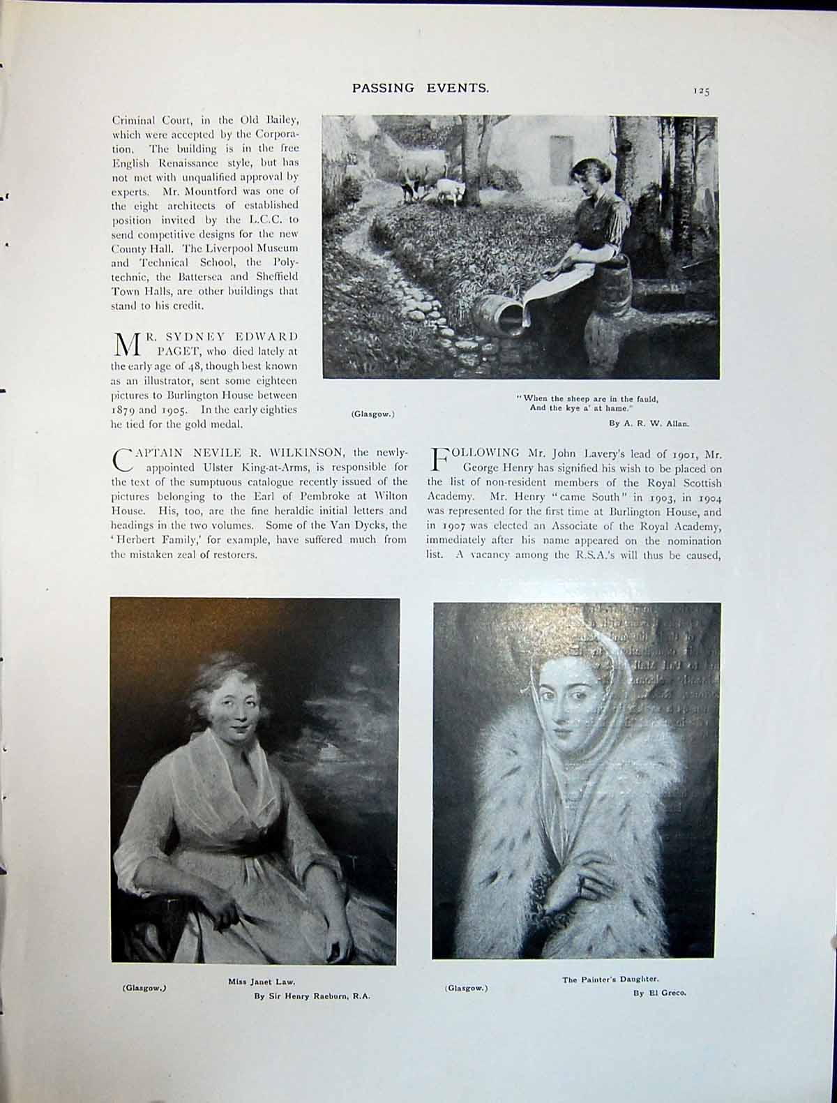 Old Art Journal 1908 Janet Law Painters Daughter Sheep Allan Woodman 20th
