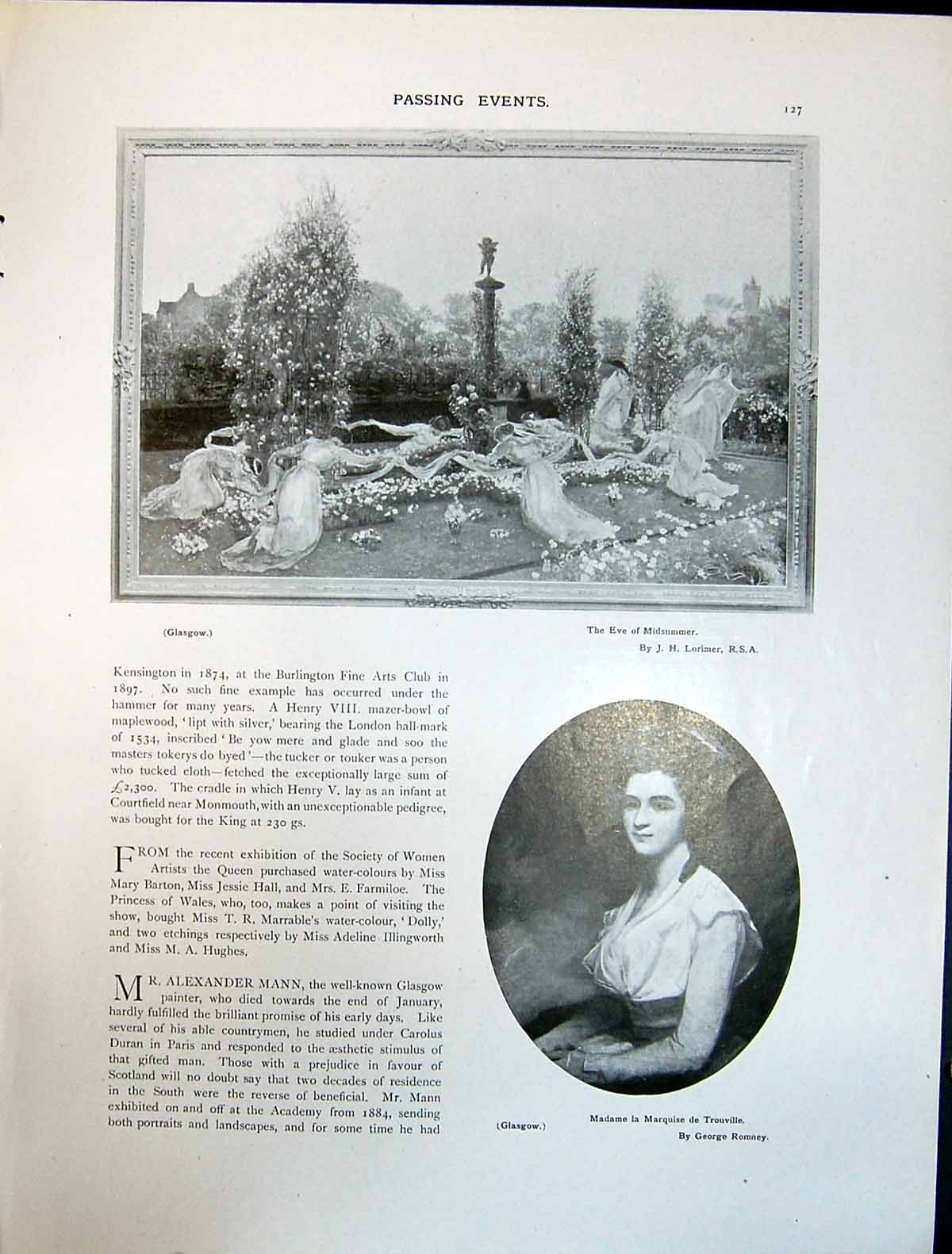 Old Art Journal 1908 Eve Midsummer Lorimer Madame Trouville Romney Ho 20th