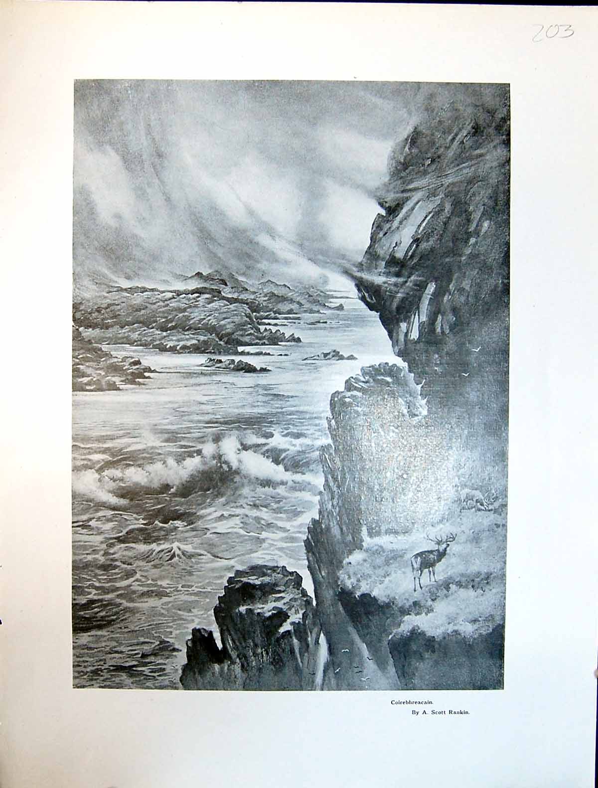 Old Art Journal 1908 Coirebhreacain Cliffs Scarba Luing Wild Goats Sc 20th