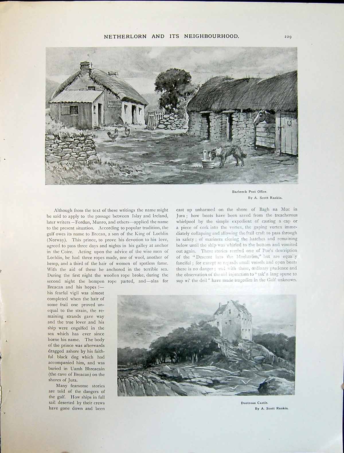 Old Art Journal 1908 Barbreck Post Office Duntroon Castle Netherlorn 20th