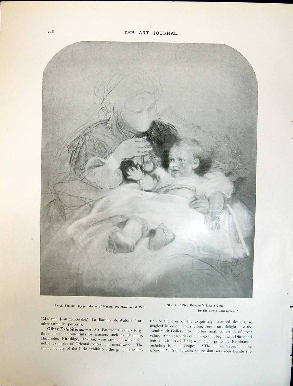 Old Art Journal 1908 Portrait King Edward Child Landseer Law Court At 20th