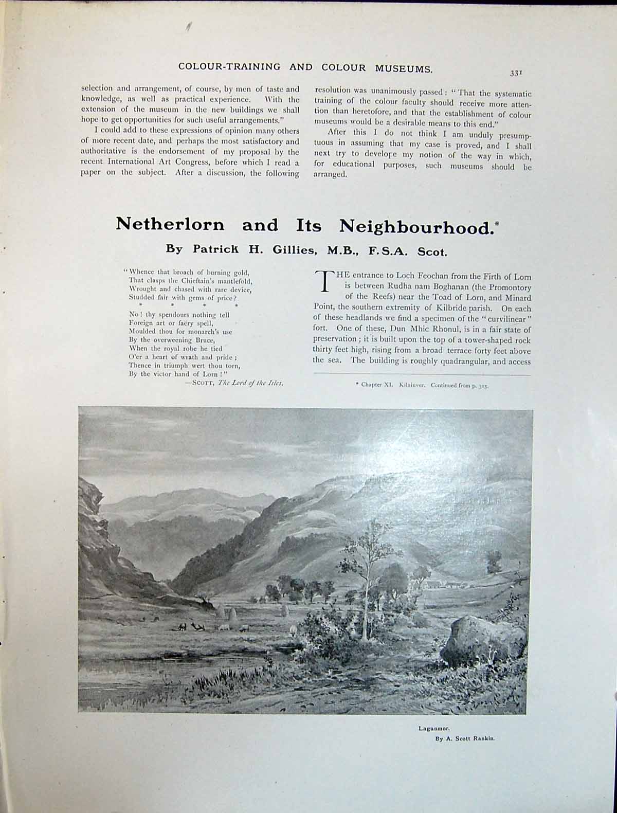Old Art Journal 1908 Laganmor Mountains Rankin Loch Scammadal Shire H 20th