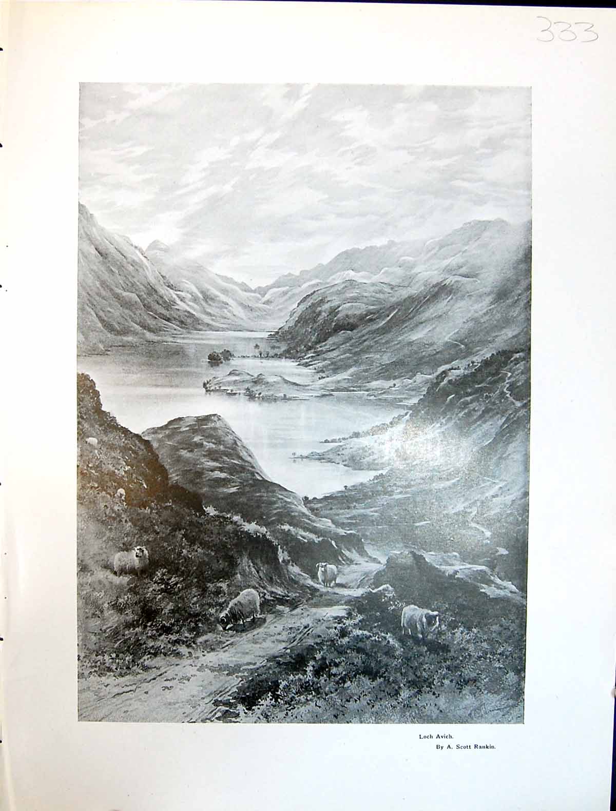 Old Art Journal 1908 View Loch Avich Mountains Pass Jura Scott Rankin 20th