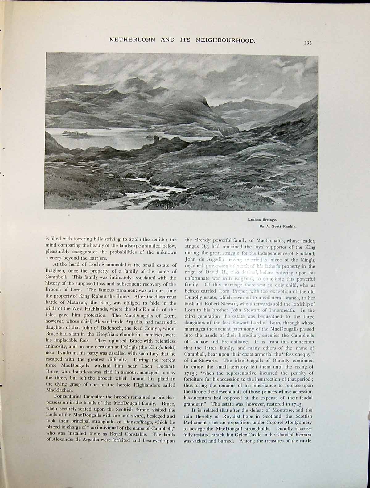 Old Art Journal 1908 Lochna Sreinge Mountains Rankin Foxes Cairn Scam 20th