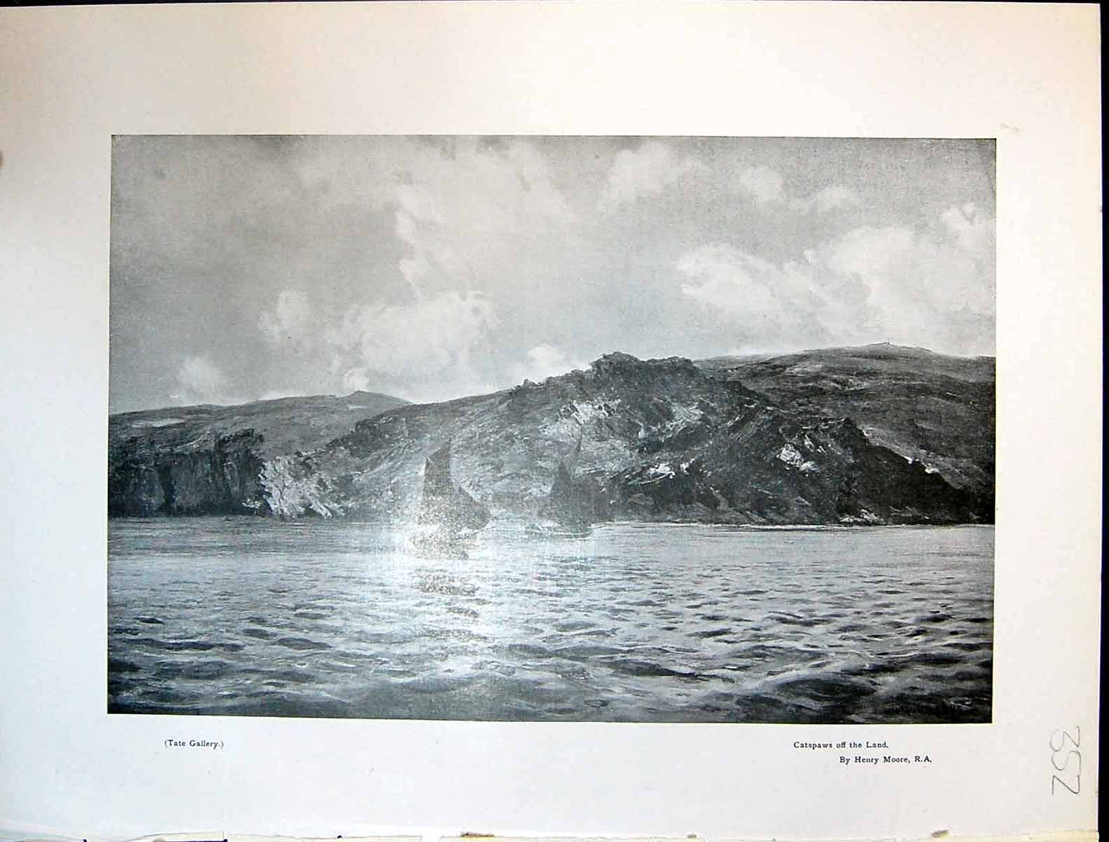 Antique Old Print Art Journal 1908 Catspaws Land Sailing Boats Henry Moore 20th