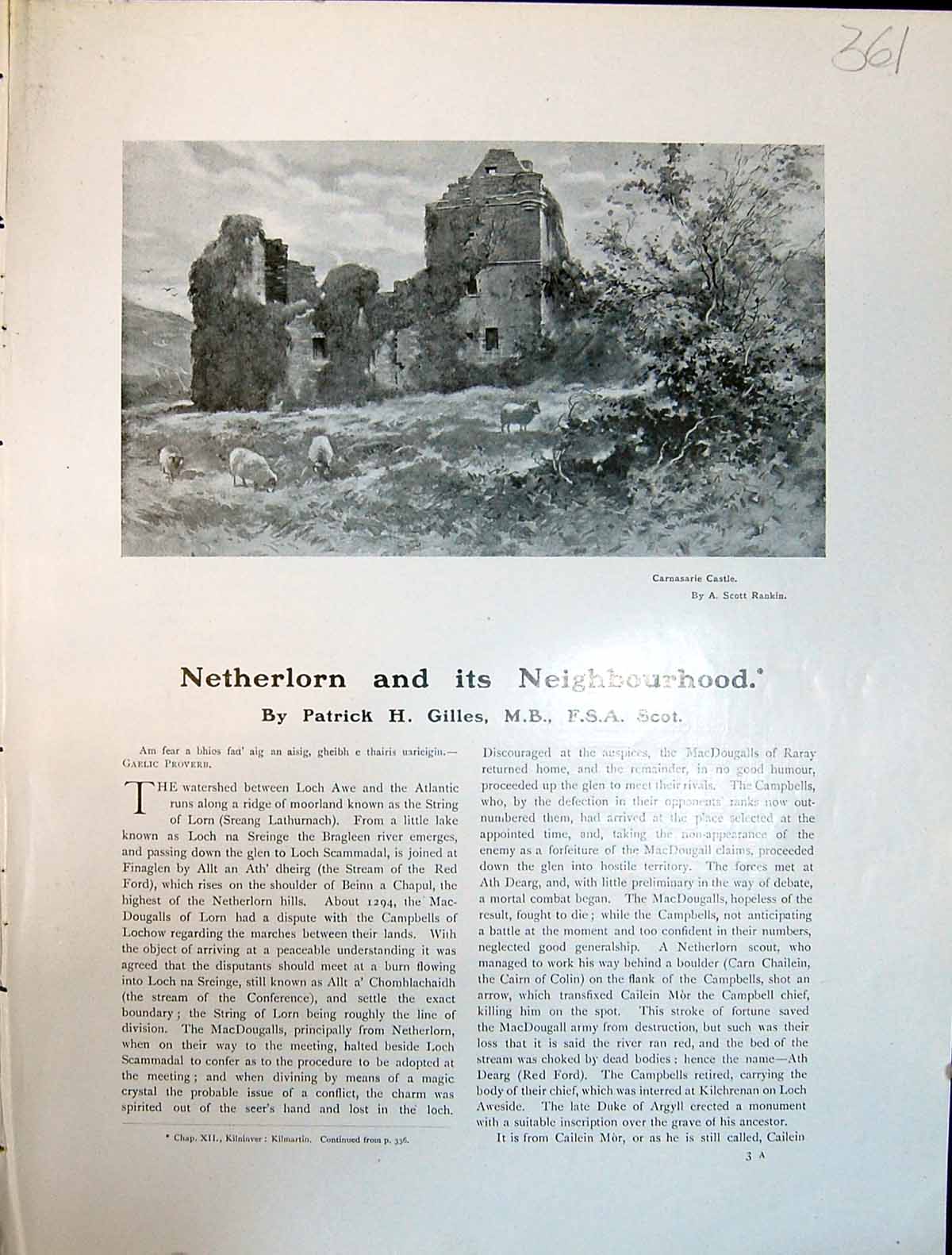 Old Art Journal 1908 Carnasarie Castle Rankin Cascade Waterfall River 20th