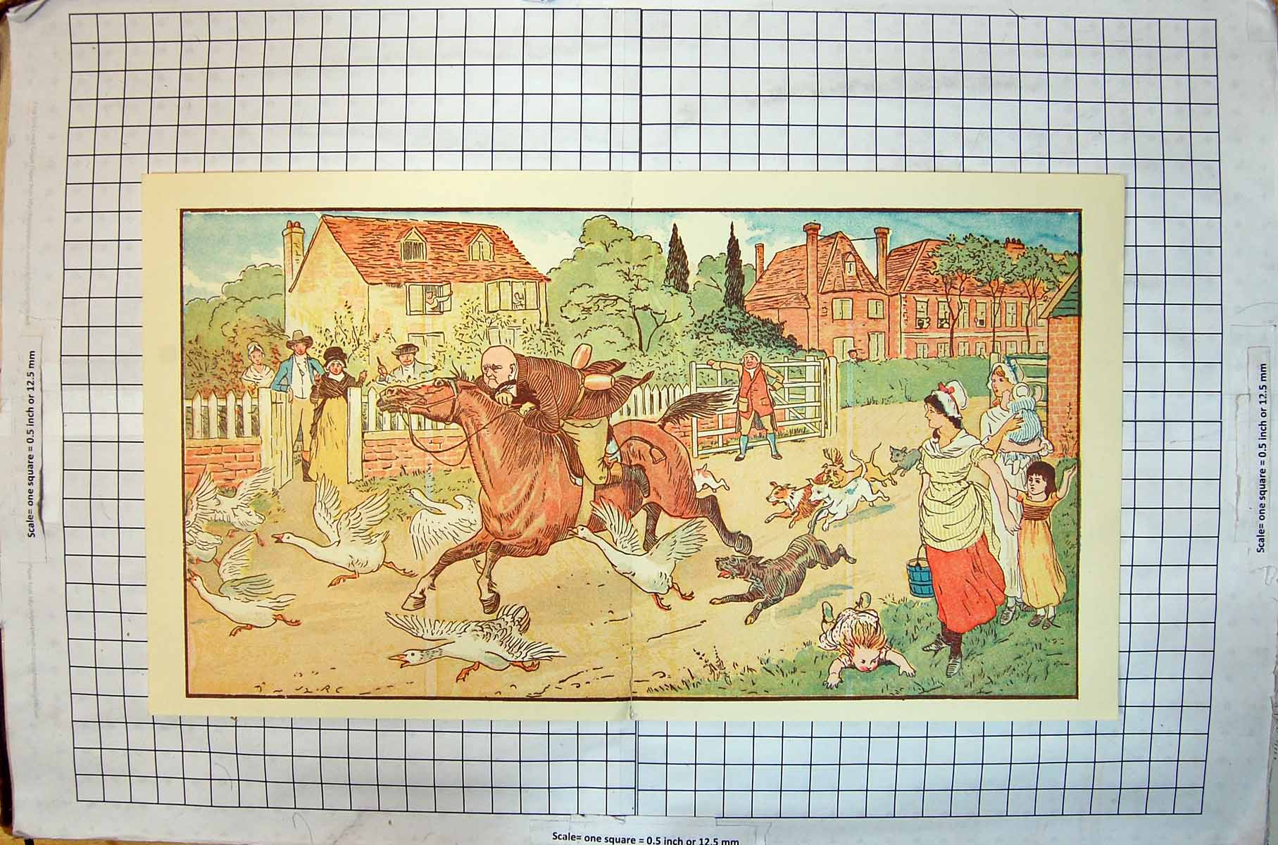 Old Colour Gilpin Man Riding Horse Animals Women Children Race Ref.2