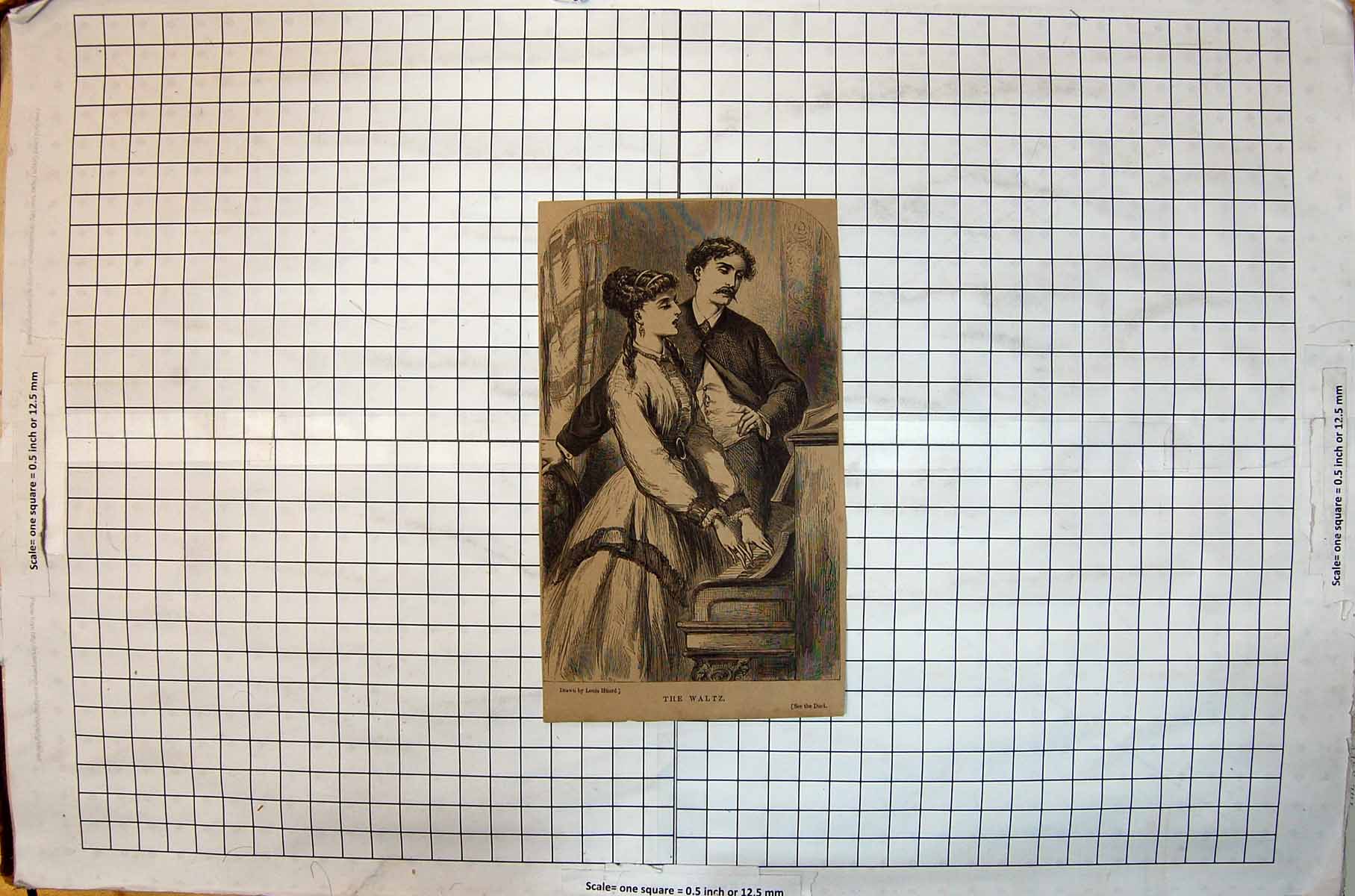 Original Old Antique Print The Waltz Louis Huard Man Woman Piano Duet 1868 19th