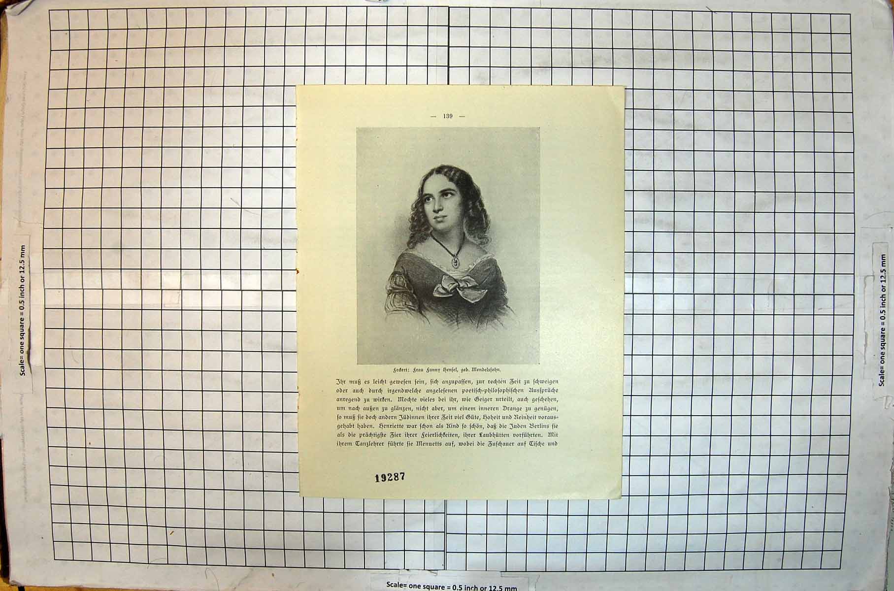 Original Old Antique Print Young Woman Portrait Federt Frau German